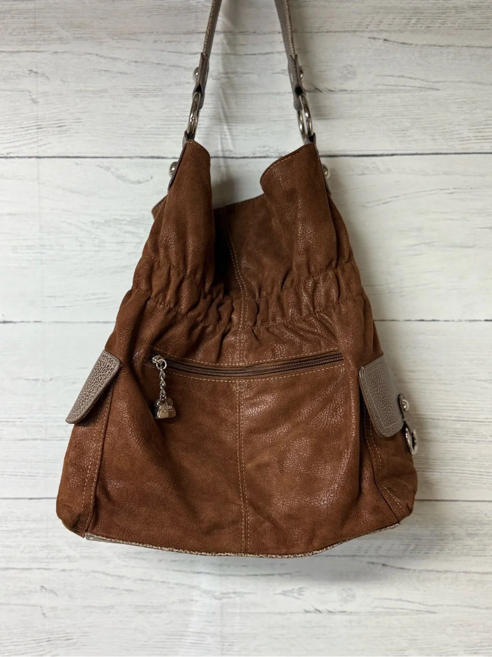 Slouchy Faux Leather Kathy Van Zeeland Hobo Bag
